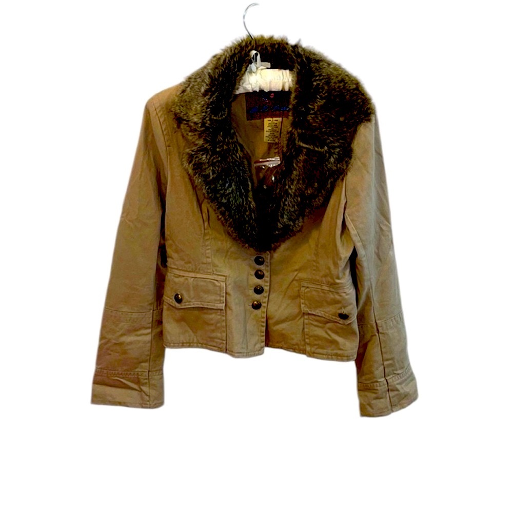 BB Dakota Khaki Faux Fur Collar Jacket